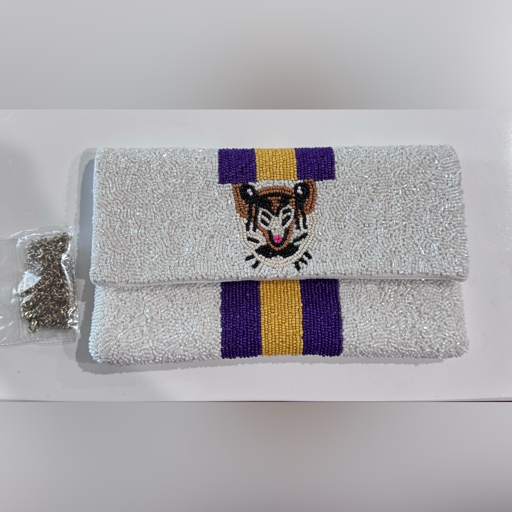 Beaded Clutch with Tiger Design NWOT